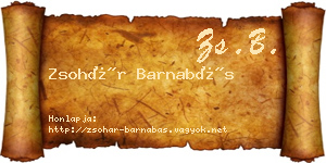 Zsohár Barnabás névjegykártya